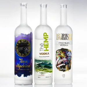 Frosted Spirits Glass Bottle for Gin Rum Tequila Vodka Whisky Brandy 700ml 750ml 1000ml with Cork Stopper