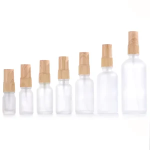 Frosted White Glass Spray Bottle with Wood-Grain Nozzle 10ml 30ml 50ml 100ml for Perfume Fine Mist Hydration