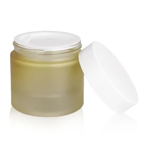 Frosted White and Beige Glass Cream Jars 30ml 50ml 100ml 50g Round Pattern