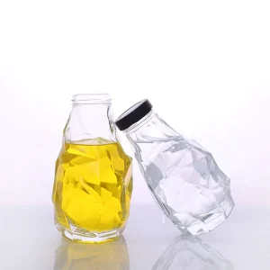Fruit Juice Drink Milk Glass Bottle Special Shaped Sealed 350ml Glass Fruit Bottle Household Clear Glass Bottle