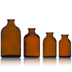 GL Pharmaceutical 10ml 100ml Clear Amber Moulded Glass Injection Bottle with Rubber Stopper and Screen Printed