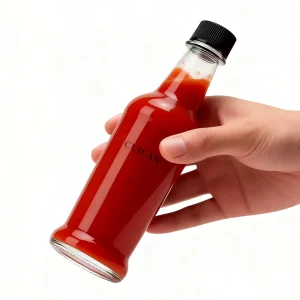 Genuine Round Tomato Sauce Glass Bottle 100ml 150ml 200ml Empty Ketchup Bottle Clear Hot Sauce Bottles Glass