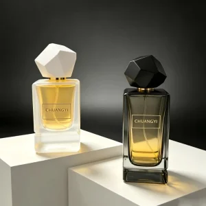 Geometric Cap Glass Perfume Bottle 30ml 50ml 100ml Spray Fragrance Container