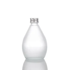 Glass Beverage Bottle 350ml Clear Lemon Juice Soda Bottle with Metal Cap