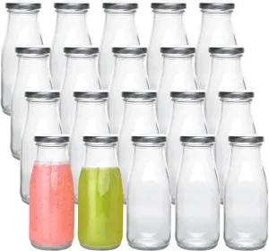 Glass Beverage Bottles 200ml 250ml 500ml 1 Liter Empty Milk Juice Bottles