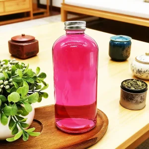 Glass Beverage Bottles 350ml 500ml with Metal Lids for Coffee Juice Kombucha Milk and Fruit Drinks