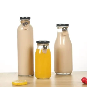 Glass Beverage Juice Bottle 200ml 250ml 300ml with Lid