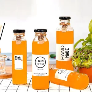 Glass Beverage Juice Bottle 250ml 300ml 500ml 16oz for Kombucha with Twist-Off Lid