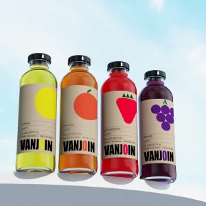Glass Beverage Juice Bottle 250ml 300ml 500ml Kombucha Custom Glass Bottle with Twist-Off Lid
