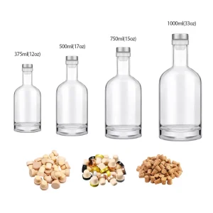Glass Bottle Manufacturer 50ml 100ml 200ml 375ml 500ml 750ml 1000ml for Whiskey Gin Vodka Rum