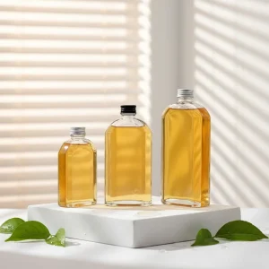 Glass Bottle Transparent Oblique Shoulder Fruit Wine Bottle Aluminum Cap 500ml Milk Tea Drink Cold Brew Coffee Bottle