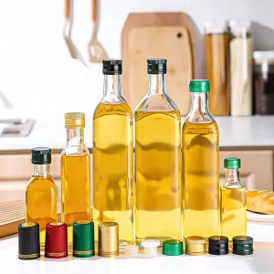 Glass Bottle for Extra Virgin Olive Oil 250ml 500ml 750ml 1000ml Clear Round Square Food Grade Olive Oil Bottle