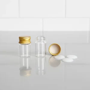 Glass Bottle with Screw Cap and Silicone Stopper for Candy Cookie Packing for Sugar Surface Handling Cylinder