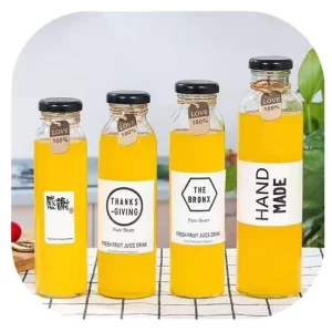 Glass Bottles With Screw Cap Stock 350ml 500ml Bubble Tea milk Tea kombucha Beverage Glass Bottle With Cap