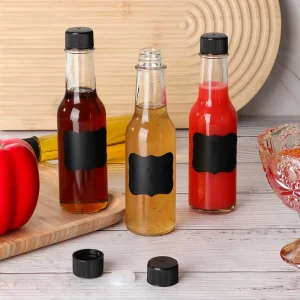 Glass Bottles for Sauces Chilli Sauce Hot Sauce 5oz 150ml Bottle Snap on Orifice Reducer Dripper Insert