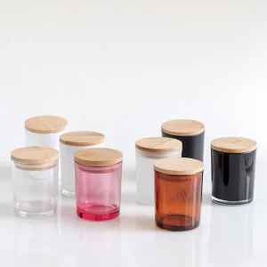 Glass Candle Jar with Cork and Wooden Lid, Heat Resistant