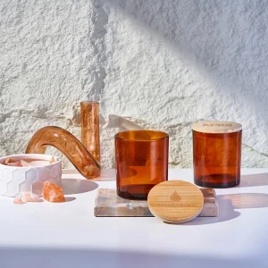Glass Candle Jar with Metal or Bamboo Wooden Lid for Candle Making