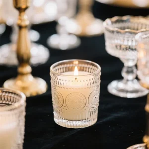 Glass Candle Jars Candle Holder Ceramic Candle Jar with Dandelion Pattern