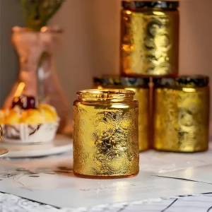Glass Candle Jars for Gold Candles with Lids Custom Packaging