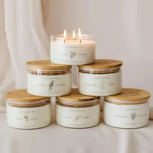 Glass Candle Jars with Bamboo Lids