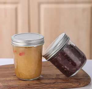 Glass Canning Jar with Aluminum Screw Cap for Food Storage of Jelly Jam and Sugar