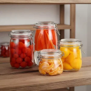 Glass Canning Jars with Swing Top Lid and Wire Bail 6x500ml Airtight Storage for Jam Muesli Coffee Beans & Spices