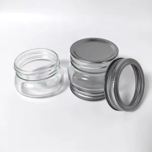 Glass Canning and Food Storage Bottles with Metal Screw Cap for Jam, Jelly, Honey, Sugar and Candy