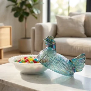 Glass Chicken-Shaped Jar for Candy, Snacks, and Sugar Storage