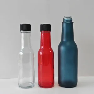 Glass Chili Seasoning Bottle Salad BBQ Sauce Bottle With Black Cap