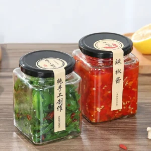 Glass Container Food Packaging Square 45ml 100ml 180ml 280ml 380ml 500ml Bottles Jars