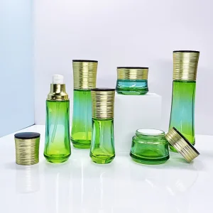 Glass Cosmetic Bottle Set with 30g Cream Jar and 40ml 60ml 100ml 120ml Pump Sprayer