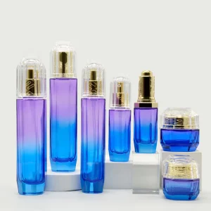 Glass Cosmetic Bottles and Jars Set for Makeup