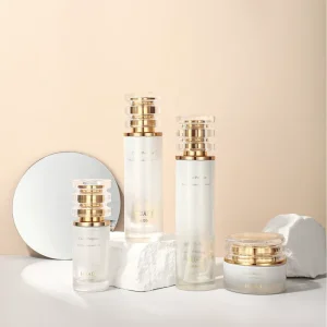 Glass Cosmetic Cream Bottle and Container with Screen-Printed Surface