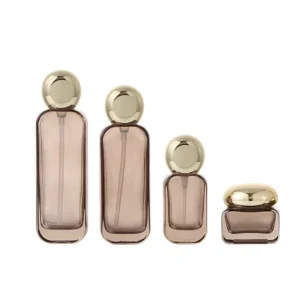 Glass Cosmetic Jar Packaging Set for Lotion or Serum with Pump Spray and Screw Cap