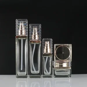 Glass Cosmetic Packaging Set with Skincare Cream Jars and Bottles, 30g 50g 40ml 100ml 120ml