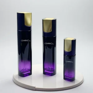Glass Cosmetic Set with Lotion Toner Pump Bottle and Face Cream Jar