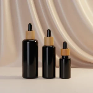 Glass Cosmetics Packaging Round Oil Dropper Bottle Black Shading Bottle for Skincare Serum