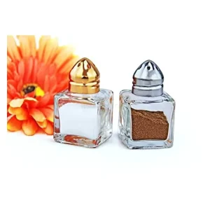 Glass Cube Mini Salt and Pepper Shaker with Gold Plated Top