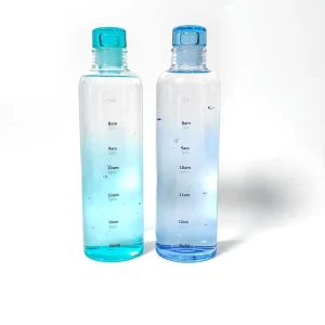 Glass Drinking Bottle with Hourly Scale Slim Design