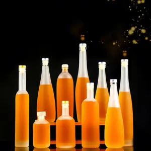 Glass Drinking Bottles 100ml 200ml 250ml 350ml Glass Beverages Juice Milk Bottles With Screw Caps Oblate Wine Bottle