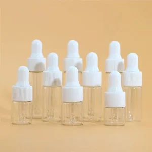 Glass Dropper Bottle with Plastic Dropper, 1ml 2ml 3ml 4ml 5ml, for Oil and Serum, Frosted Finish