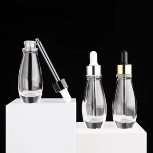 Glass Dropper Bottle with Spiral Mouth Gold Silver Finish for Skin Care Serum 15ml 30ml Capacity