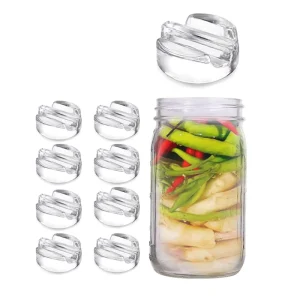 Glass Fermentation Kit with Fermenting Lids and Glass Weights with Easy-Grip Handle