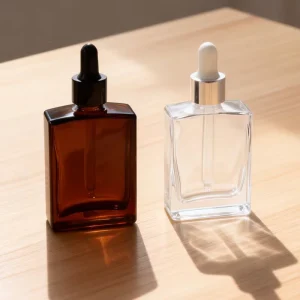Glass Flat Square Dropper Bottle 30ml 50ml 100ml Crown Cap Essence Essential Oil Bottle