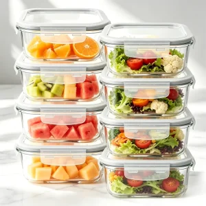 Glass Food Box Manufacturer Lightweight Heat Resistant Glass Food Container with Lid for Office Lunch