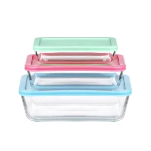 Glass Food Container Glass Baking Tray Pan High Borosilicate Glass Material with Lid Oven Safe Microwavable