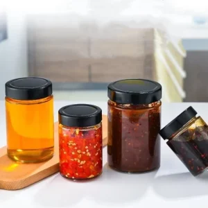 Glass Food Jar Container with Deep Lid for Jelly