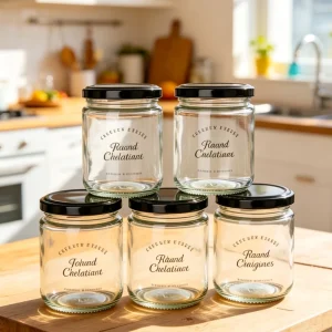 Glass Food Jar with Plastic Cover for Honey Preserves Jam Sauce and Pickled Vegetables