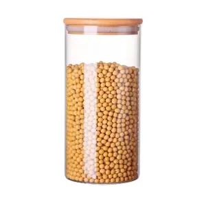 Glass Food Storage Canister with Bamboo Lid for Kitchen, Body Butter, or Candles