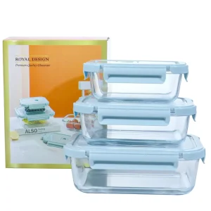 Glass Food Storage Container Box With Lid Airtight Student School Home Custom Box Packaging Lunch Box Glass Bowl Set